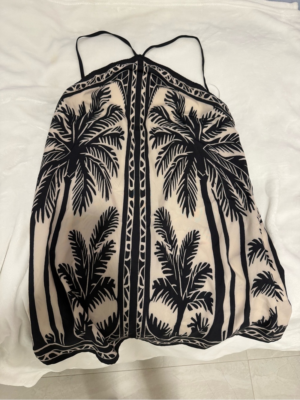 Black Palm-Print Halter Tank Top - Women